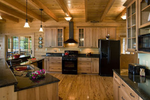 Custom Yellowstone Cypress Log Home Kitchen