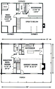 Durango Cypress Log Home Floor Plan Blueprint