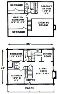 Heritage Cypress Log Home Floor Plan Blueprint