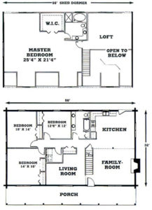 Long Branch Cypress Log Homes Floor Plan Blueprint