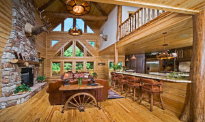 Madison's Dream Cypress Log Home Great Room