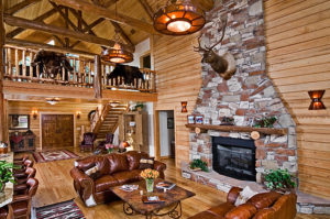 Madison's Dream Cypress Log Home Great-Room Presented By Your Friends At Log Home Buzz
