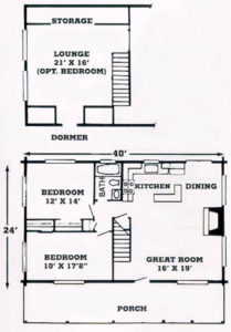 Tumbleweed Cypress Log Home Floor Plan Blueprint