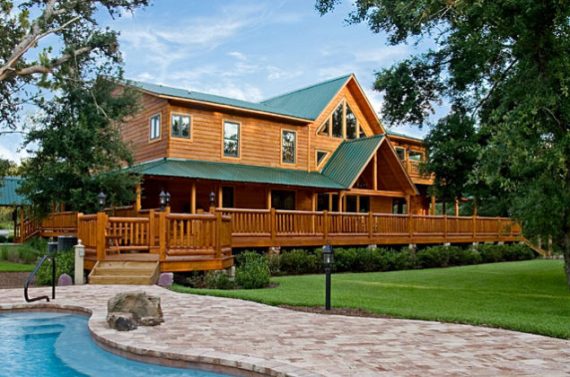 Madison's Dream Cypress Log Home Back View