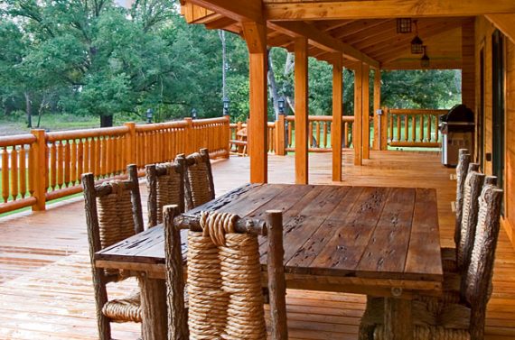 Madison's Dream Cypress Log Home Porch Area